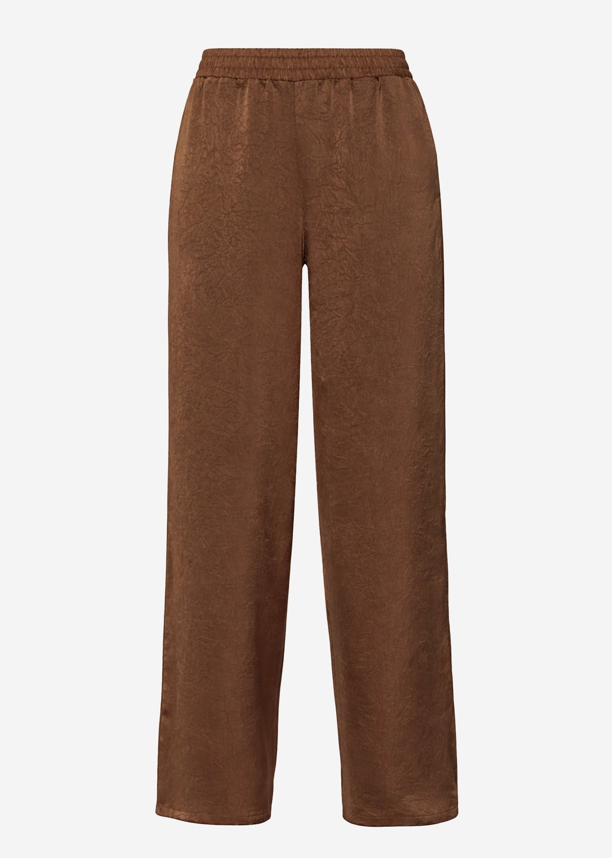 Weite Satin Hose mit Crinkle-Struktur - braun