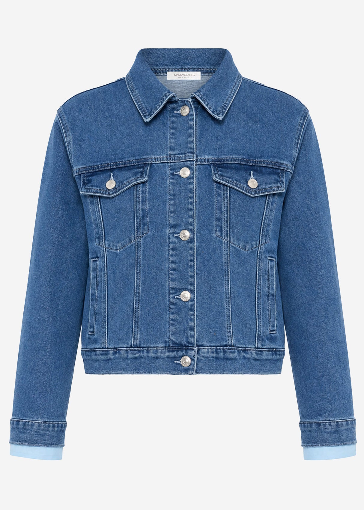 Jeans jacket with contrasting hem - blue