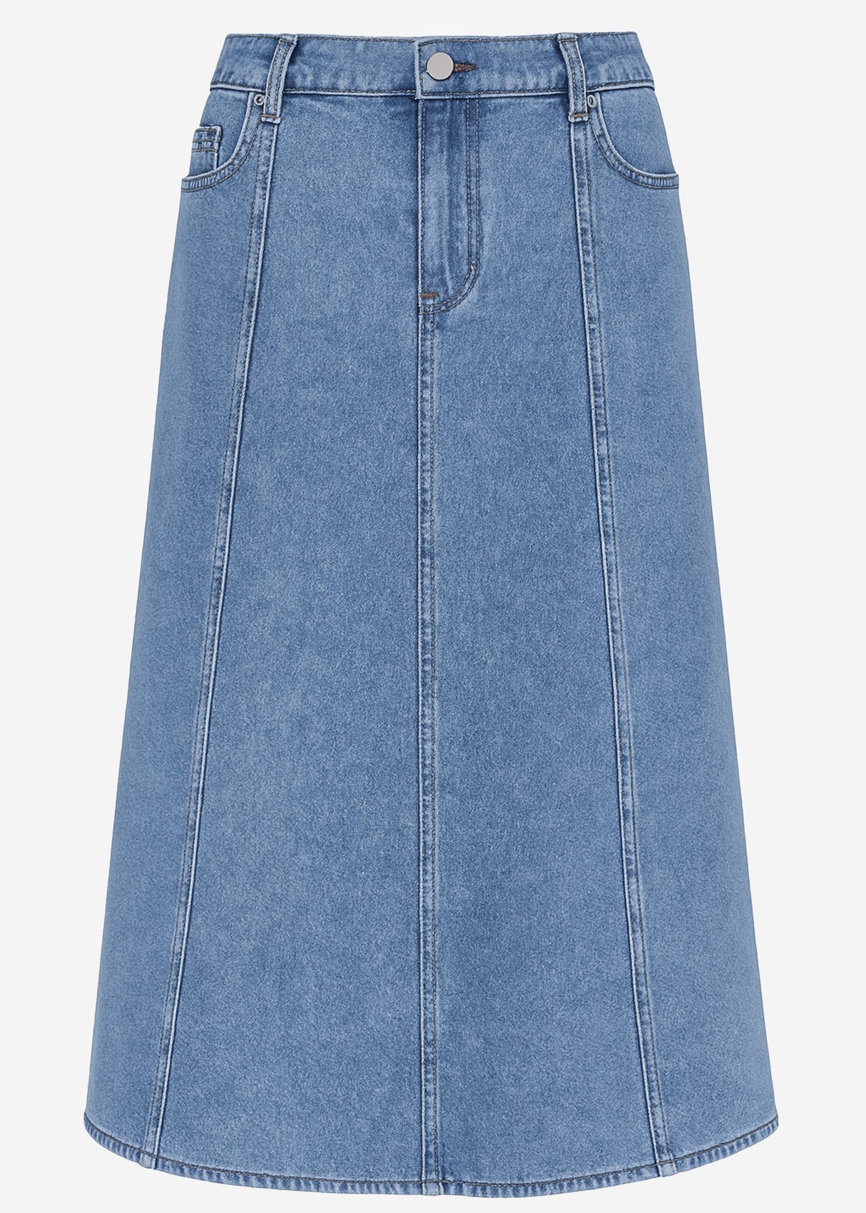 Midi jeans rock with dividing seams - blue