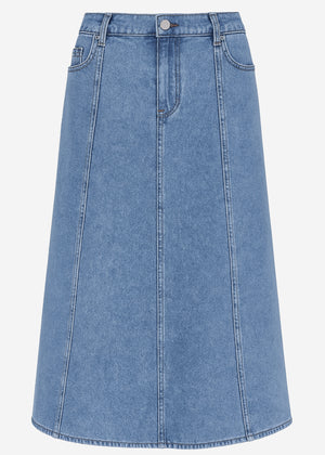 Midi jeans rock with dividing seams - blue