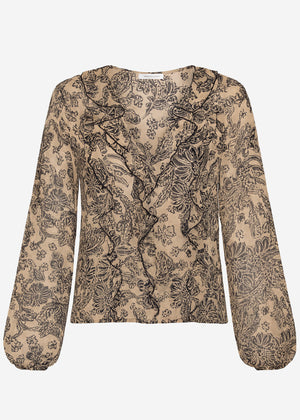 Light blouse with ruffles - beige