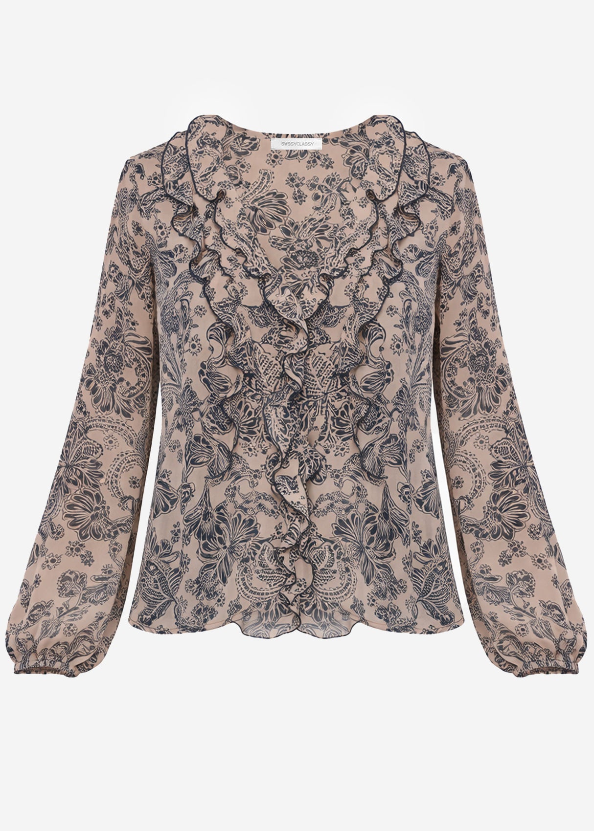 Light blouse with ruffles - beige