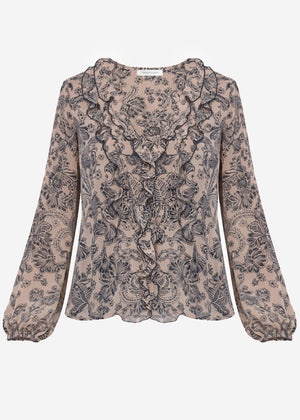 Light blouse with ruffles - beige