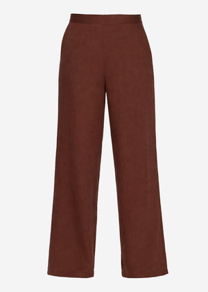 Linen trousers with straight leg- brown