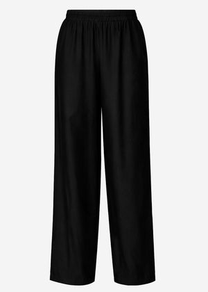 Shiny fabric trousers with a straight leg - black