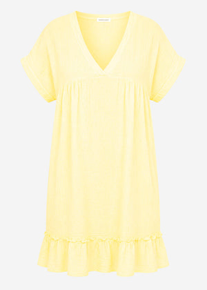 Musselin Strandkleid - buttergelb
