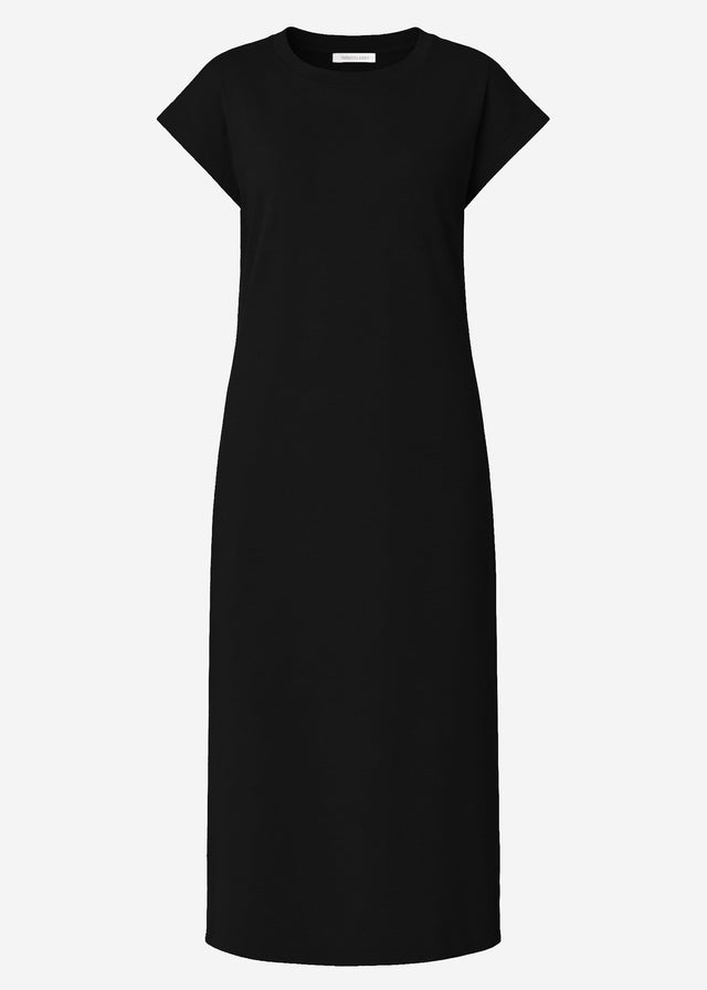 Heavy sweat dress with slot - black