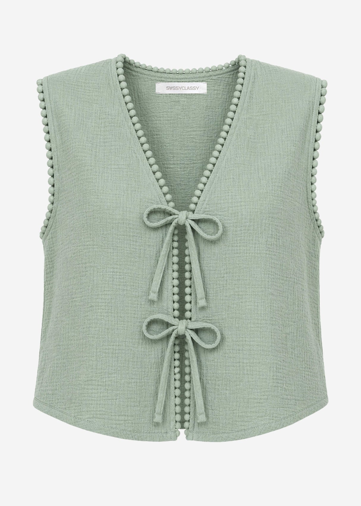 Musselin top with grinding - sage green