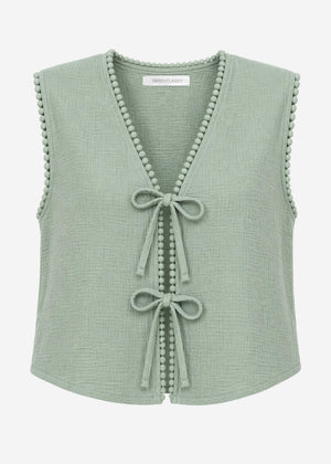 Musselin top with grinding - sage green