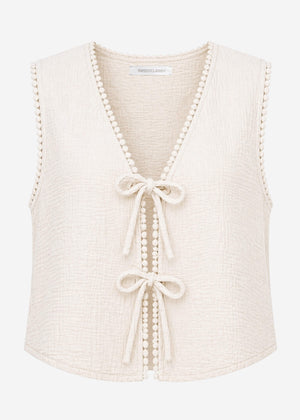 Musselin top with grinding - light beige