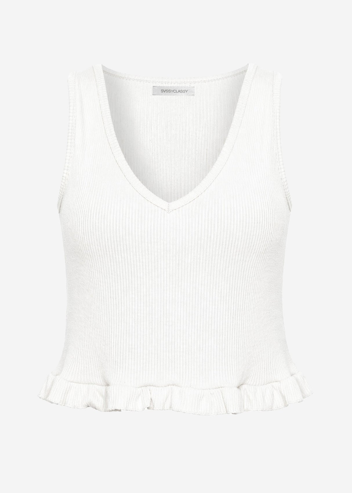 Top with ruffles - white