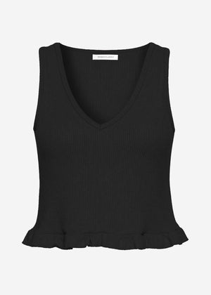 Top with ruffles - black