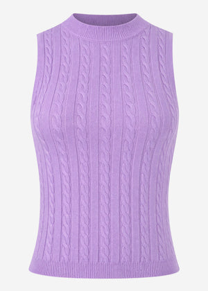 Knitted top with cable pattern - lilac