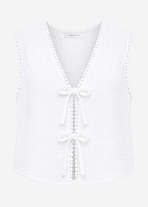 Musselin top with grinding - white