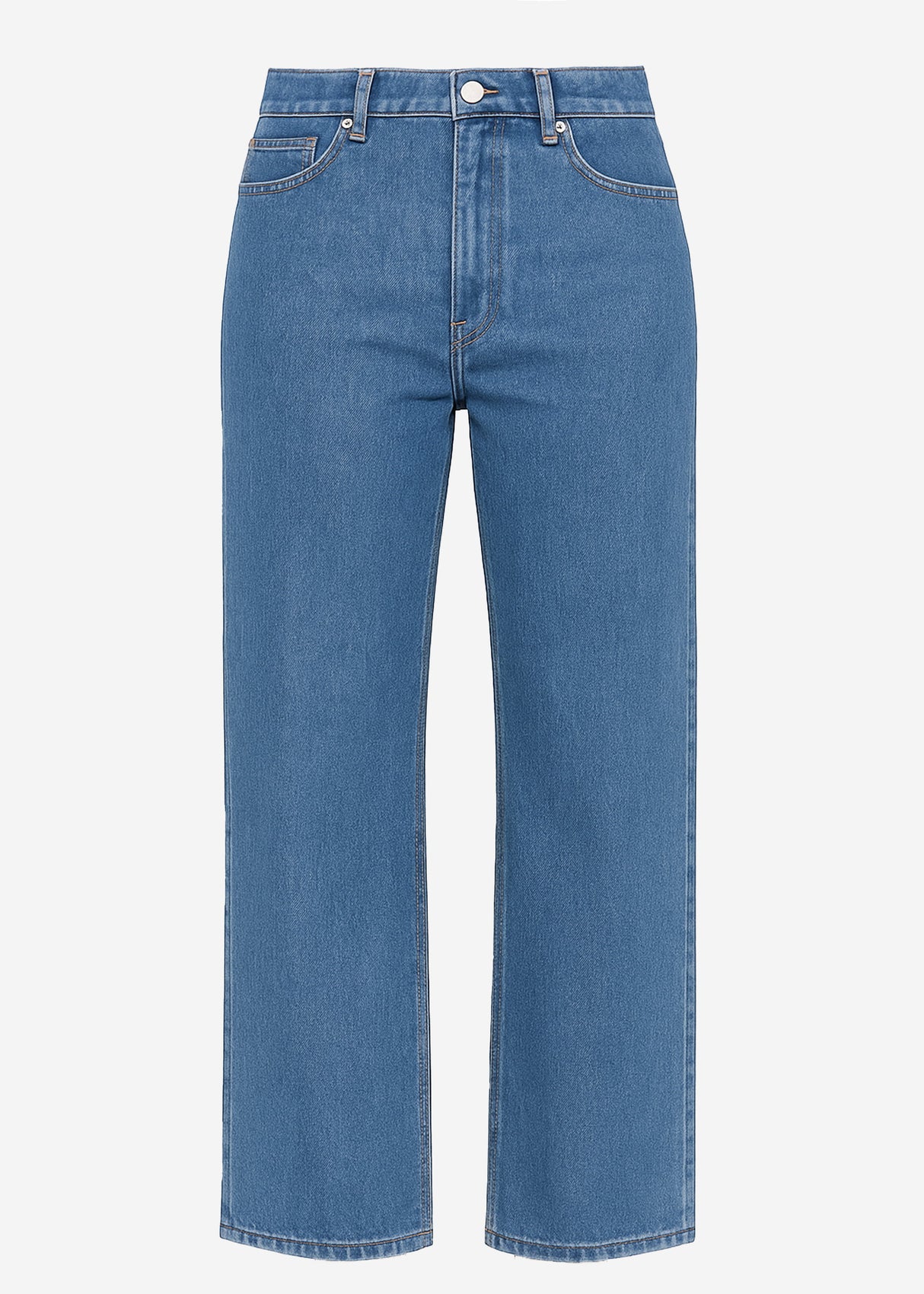 High-waisted jeans with diagonal zipper - blue