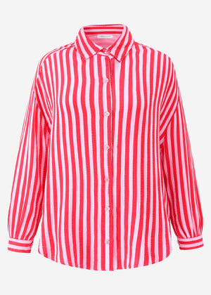 Striped oversize musselin blouse - red -pink