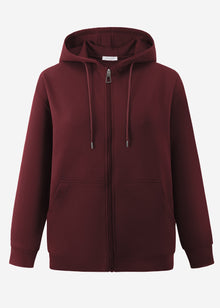 Oversized hooded sweat jacket - burgundy