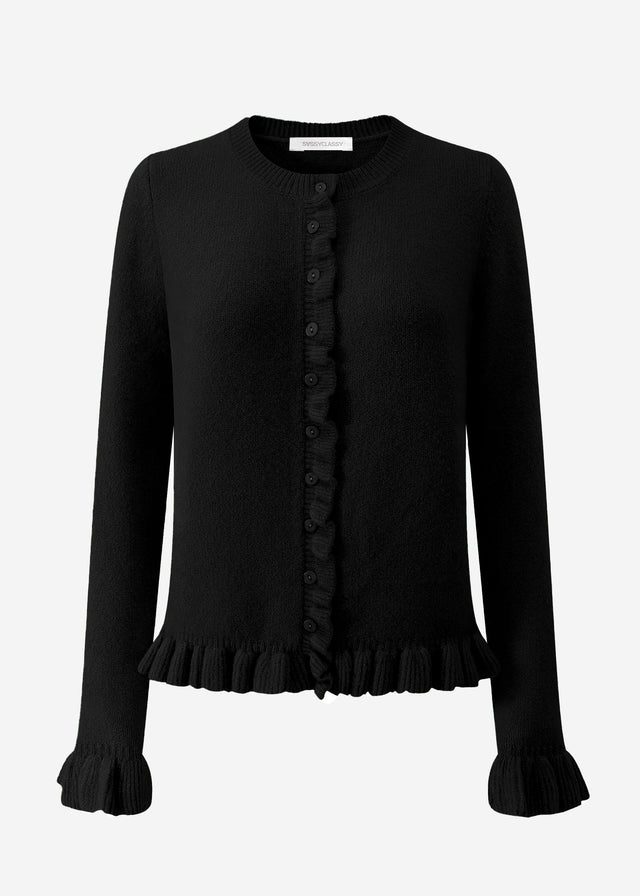 Cardigan with ruffles - black