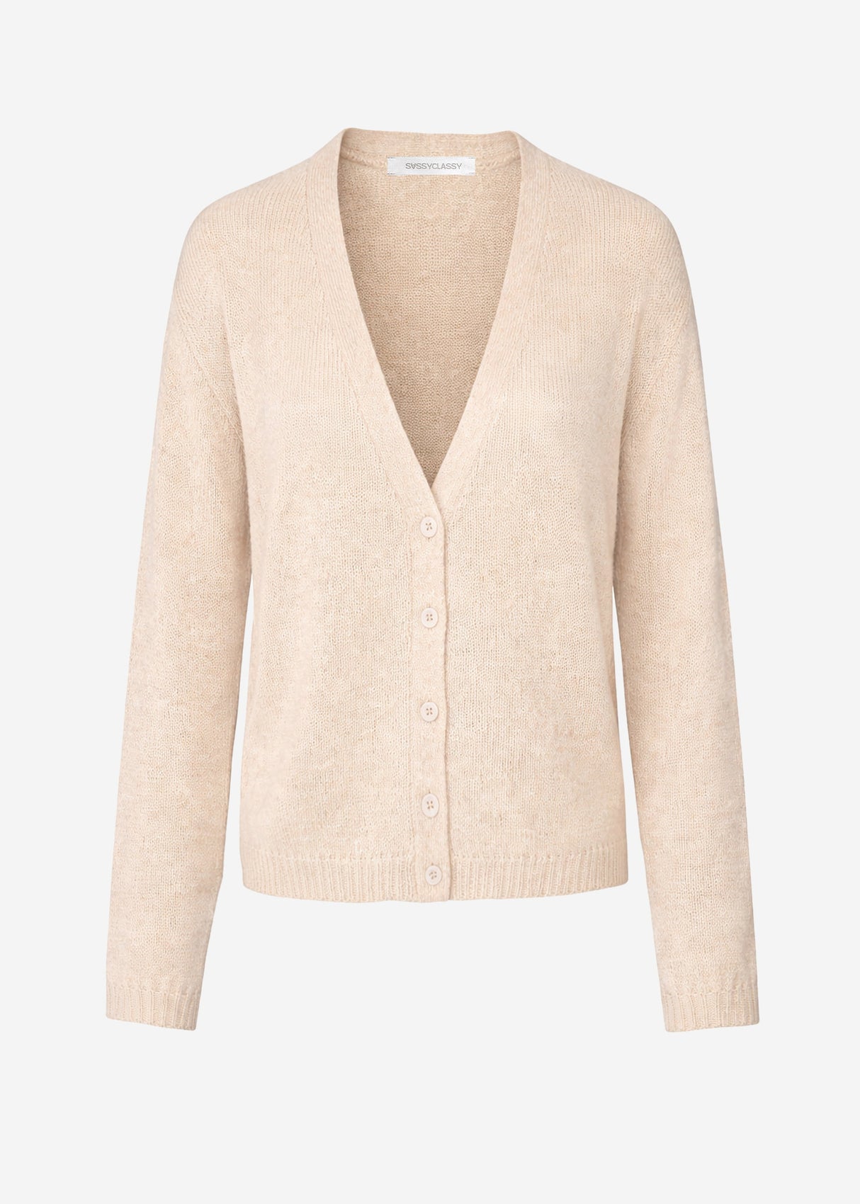Striped cardigan with V -neck - beige