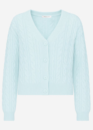 Cardigan with cable knit pattern - ice blue