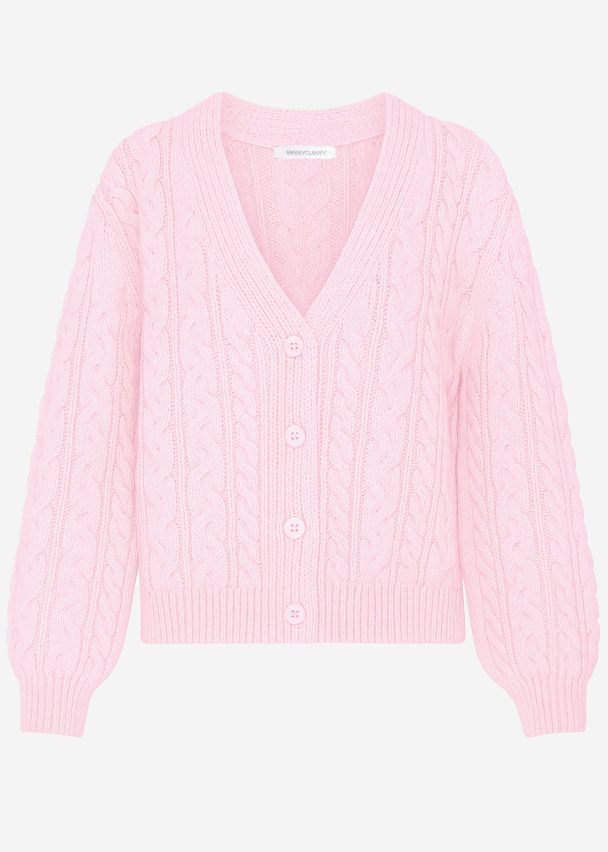 Strickjacke mit Zopfmuster - rosa