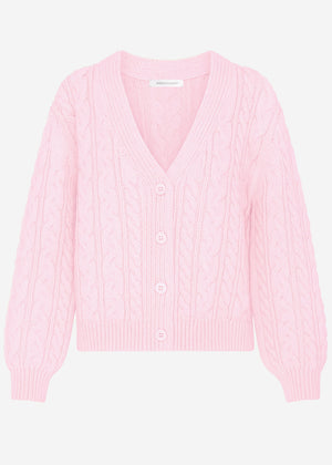 Strickjacke mit Zopfmuster - rosa