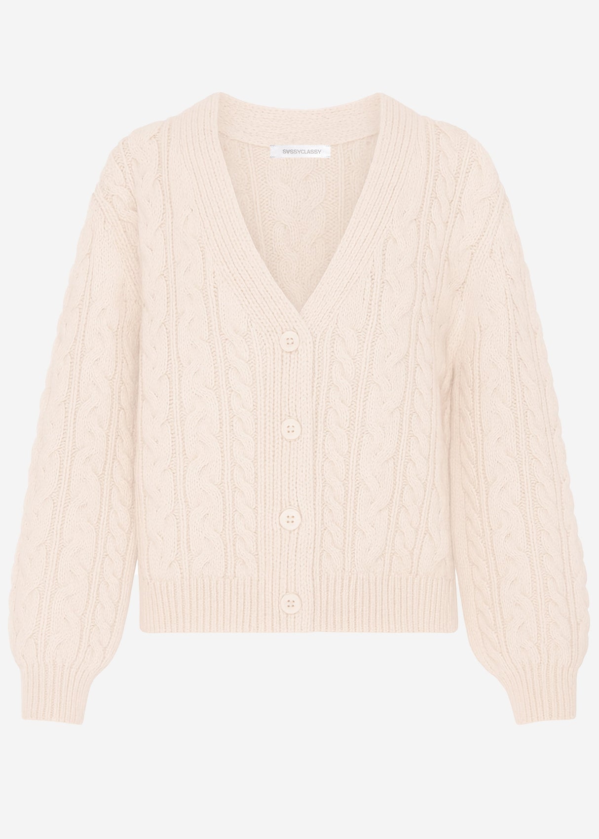 Cable knit cardigan - greige