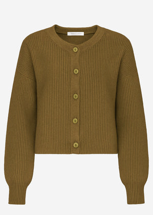 Cardigan mit Rundhalsausschnitt - khaki