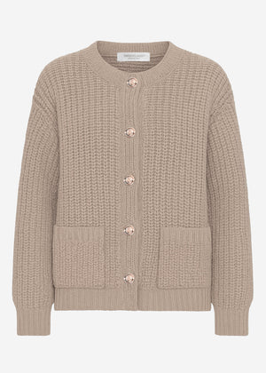 Cardigan with button placket and bags - pink