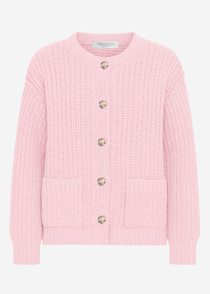 Cardigan with button placket and bags - taupe
