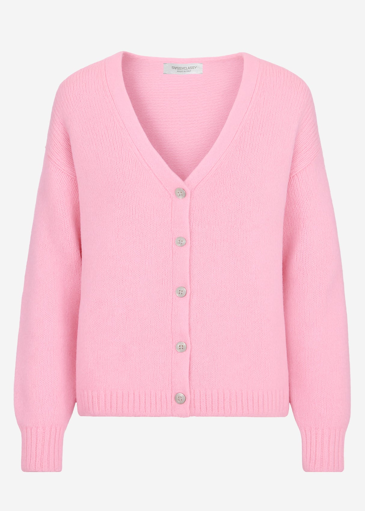 Cardigan with V -neck and button placket - pink