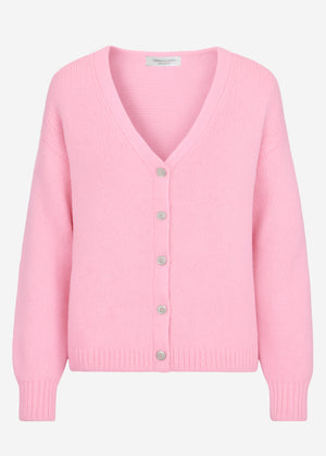 Cardigan with V -neck and button placket - pink