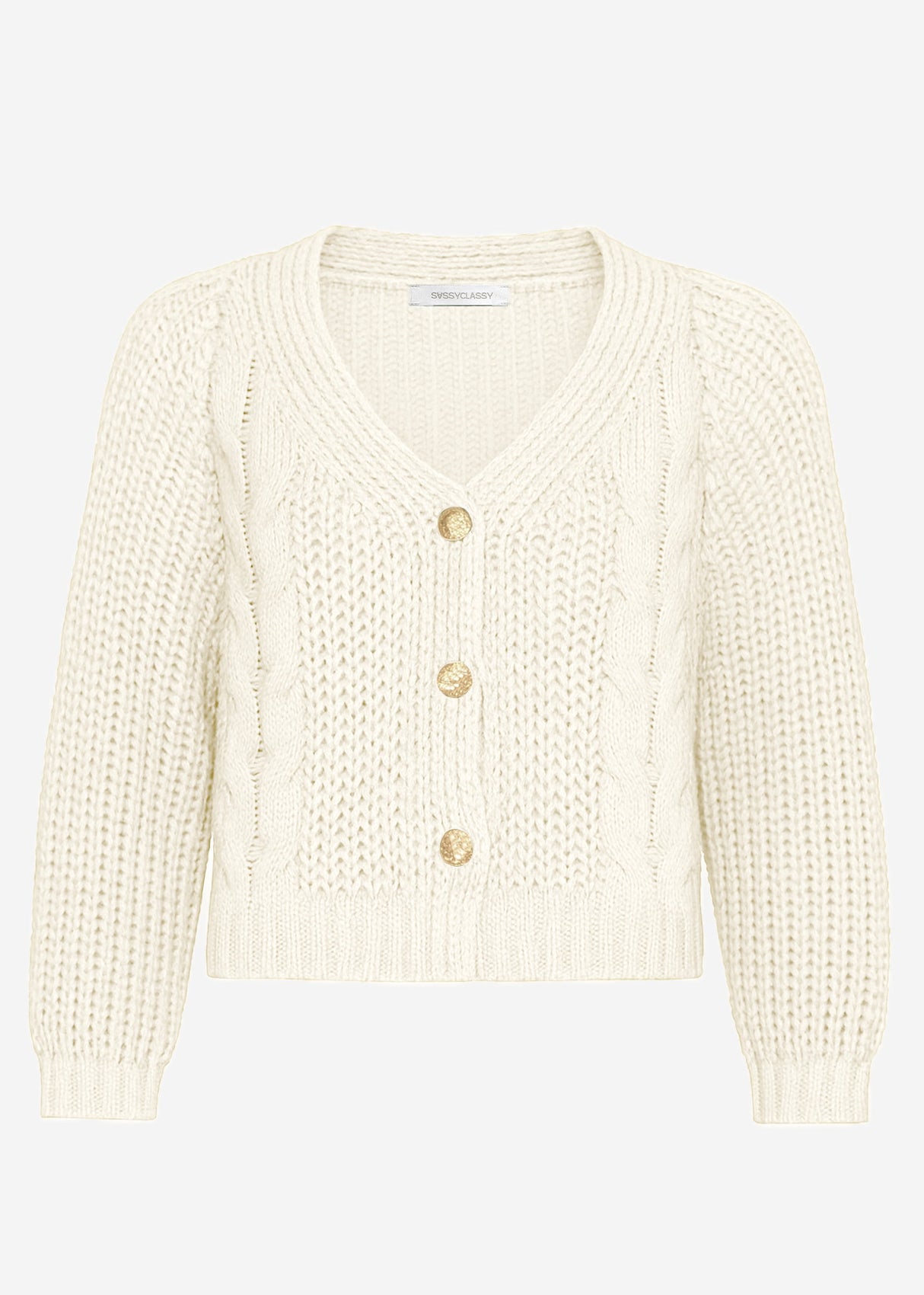 Zopfstrick-Cardigan mit Knopfleiste - beige