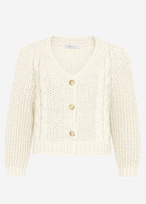 Zopfstrick-Cardigan mit Knopfleiste - beige