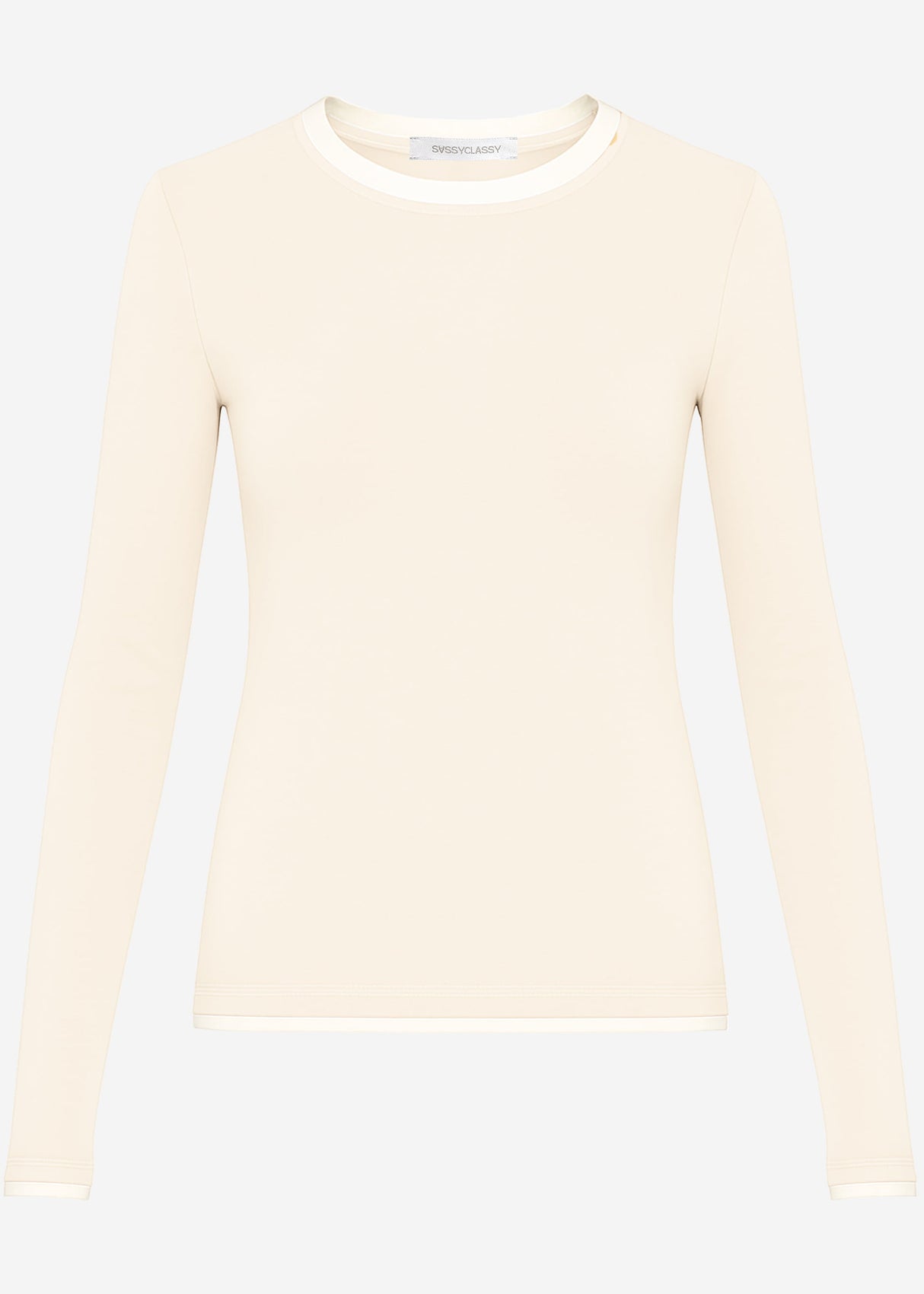 Long -sleeved shirt with contrast inserts - beige