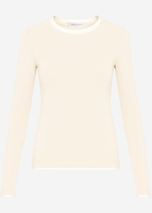 Long -sleeved shirt with contrast inserts - beige