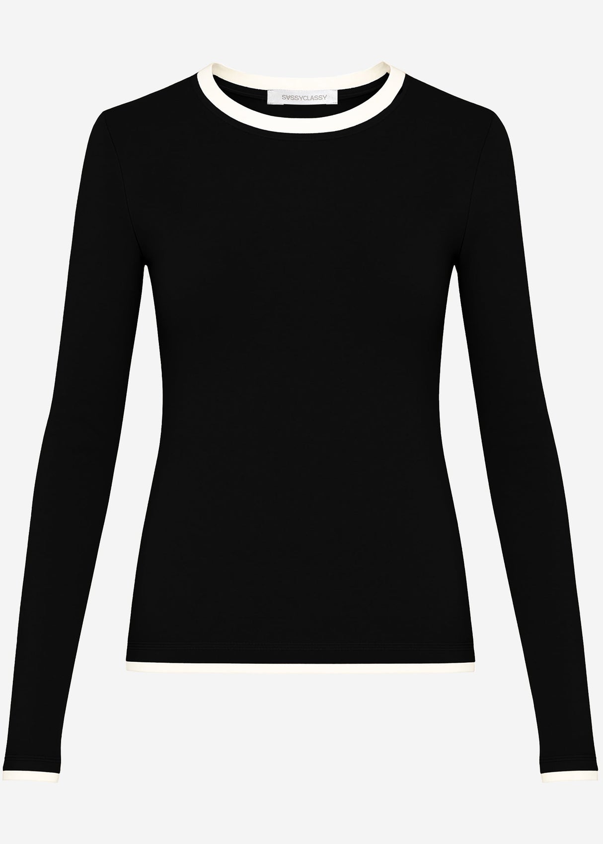 Long -sleeved shirt with contrast inserts - black
