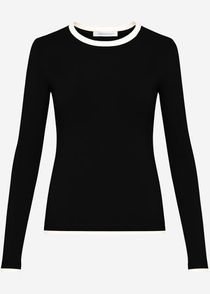 Long -sleeved shirt with contrast inserts - black
