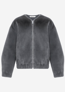 Bomberjacke aus Fellimitat - grau