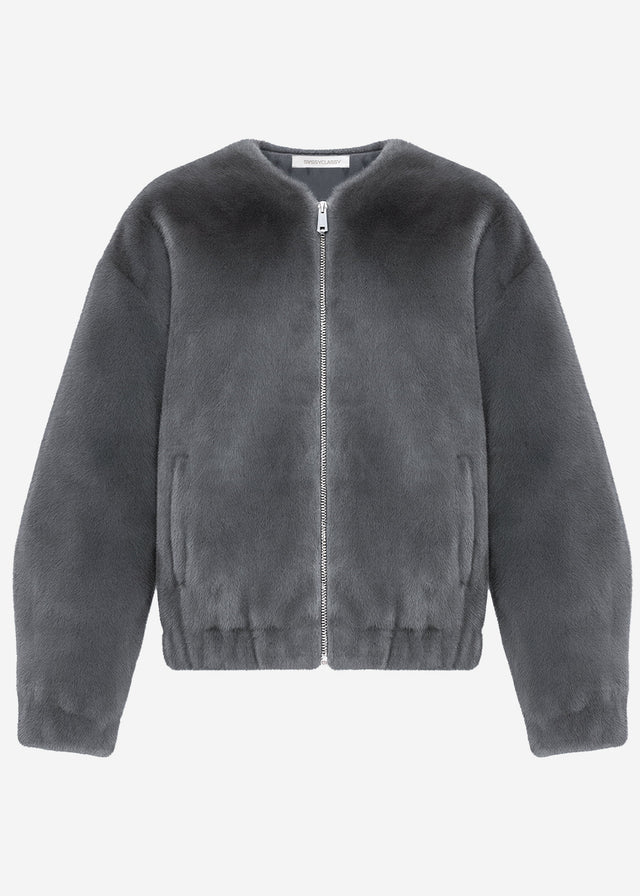 Faux fur bomber jacket - grey