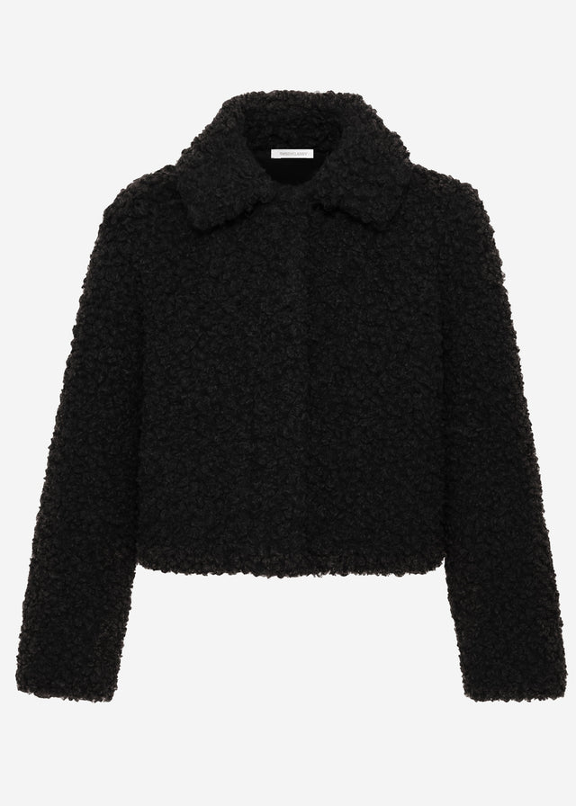 Jacke aus Teddyfell - schwarz