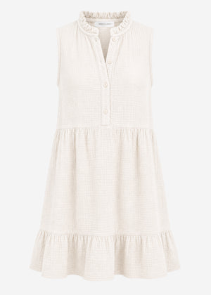 Small Musselin dress with ruffles - beige