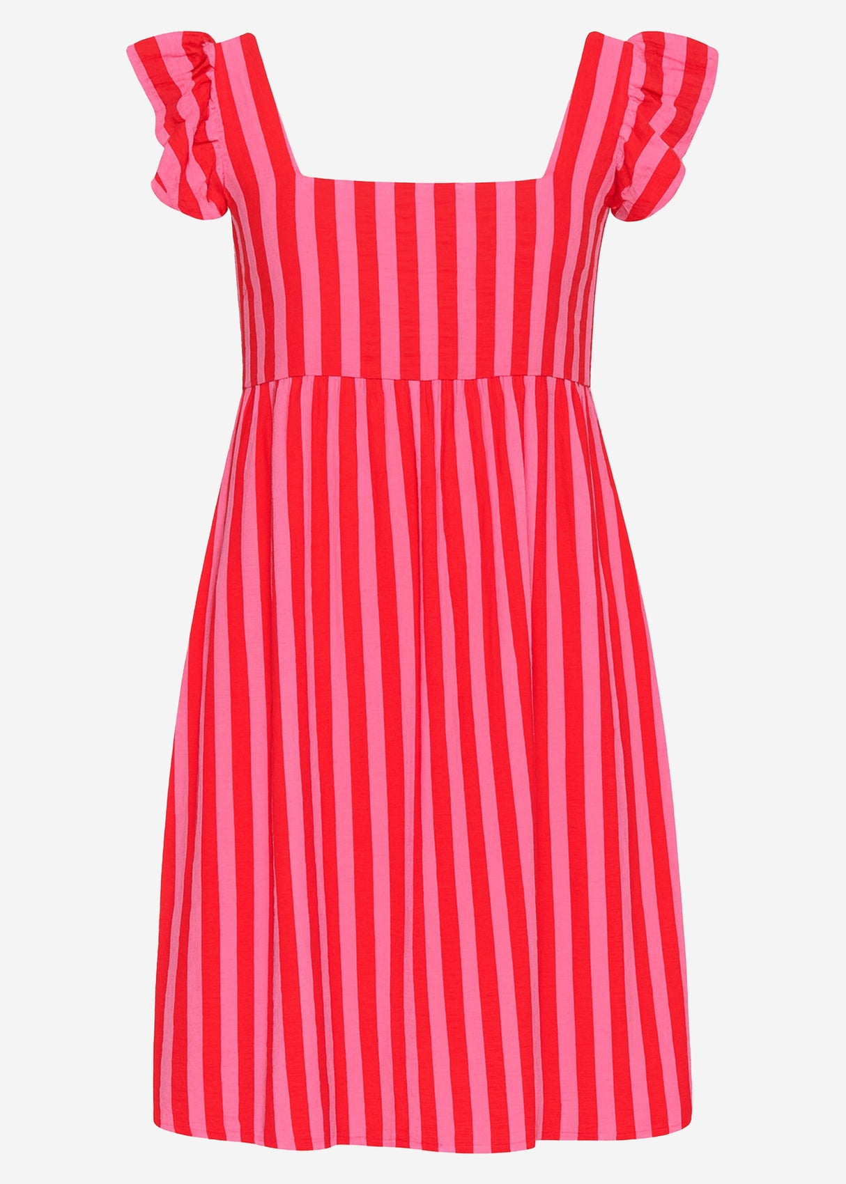 Striped Musselinkleid - Pink