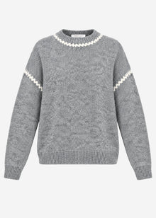 Jumper with decorative stitching and wool blend - grey