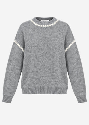 Jumper with decorative seams and wool content - grey