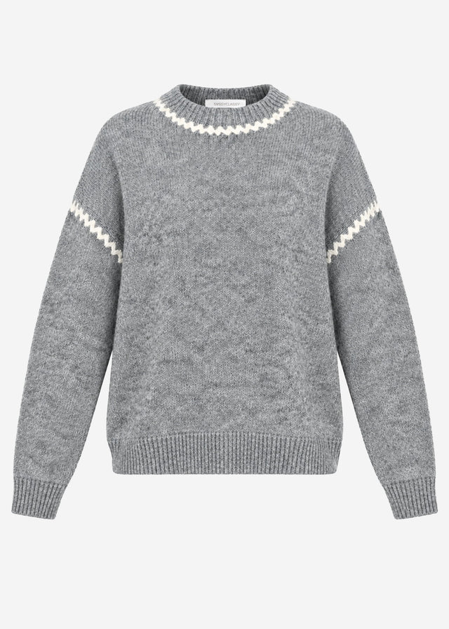 Jumper with decorative stitching and wool blend - grey