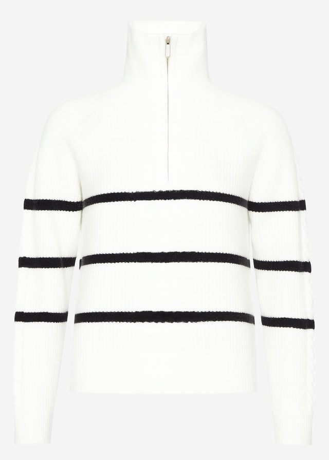 Pullover mit Reißverschluss am Kragen - offwhite