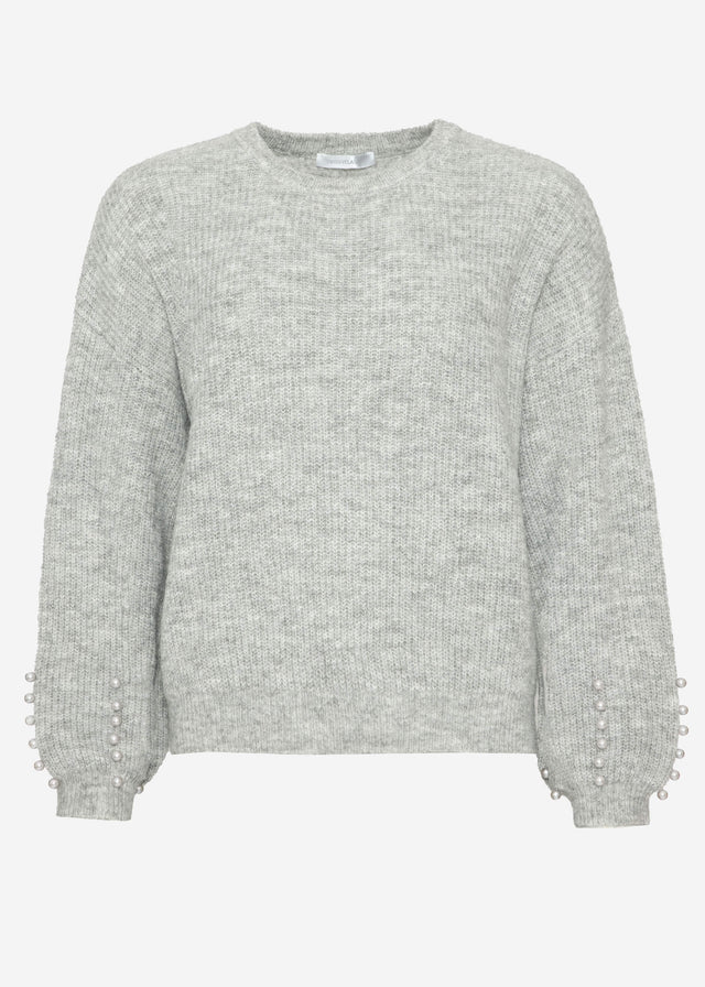 Pullover mit Perlendetails - grau