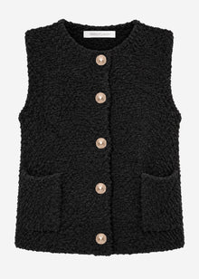 Bouclé waistcoat with pockets - black