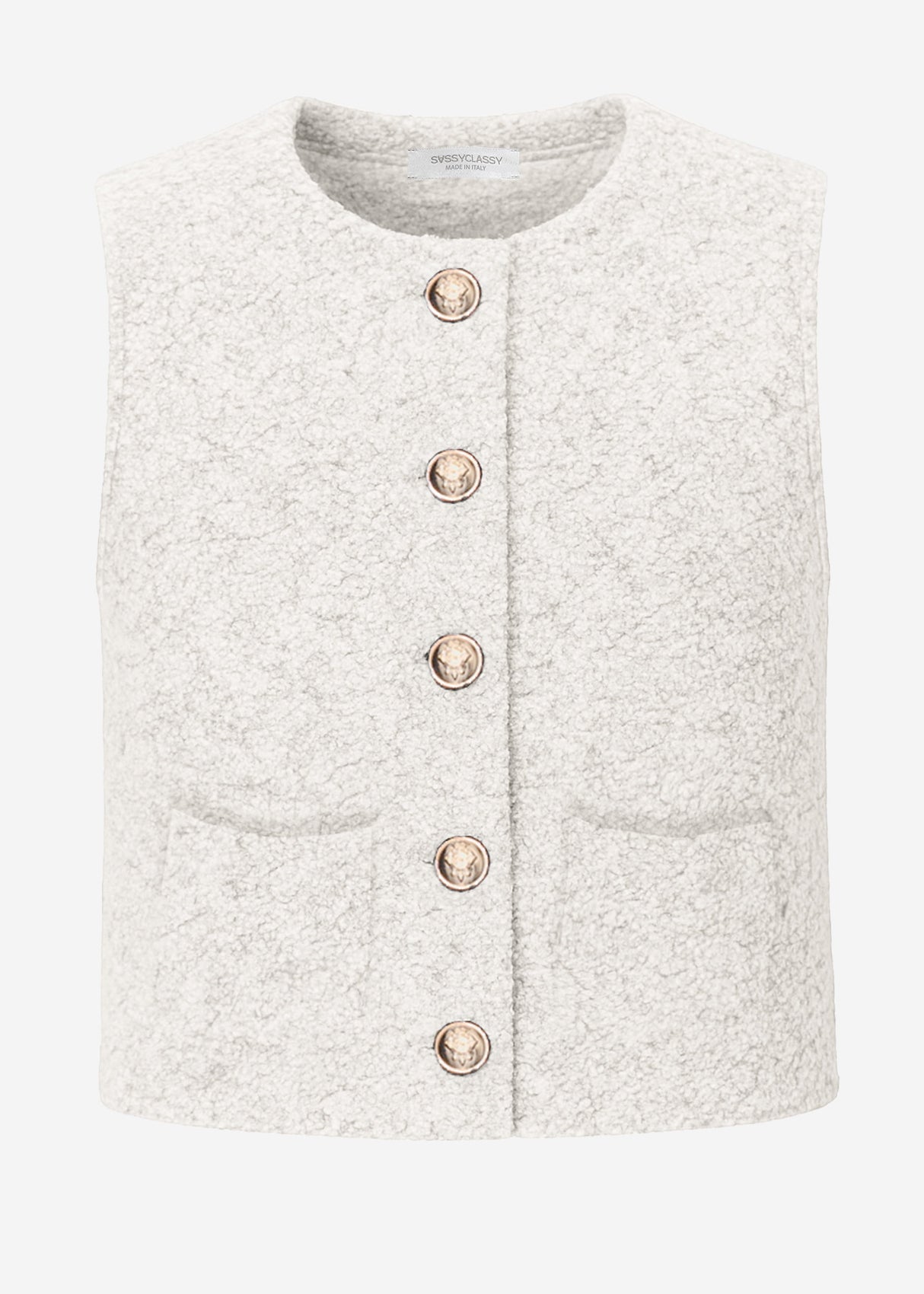 Bouclé vest with bags - Greige